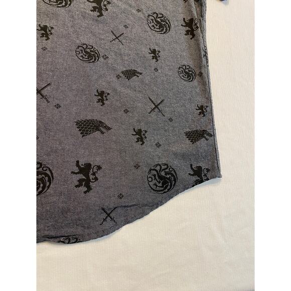 Game of Thrones Button Up Gray House of the Dragon Stark Targaryen Mens Large - Picture 13 of 14